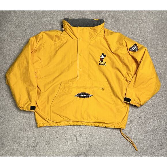 Vintage Disney Store Classic Mickey Mouse Style Yellow Puffer Jacket Size Large - Picture 1 of 11